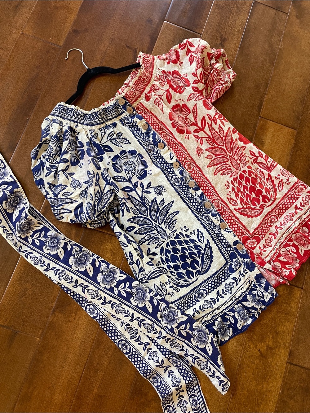 FARM Rio Red and Blue Floral Mini Dress